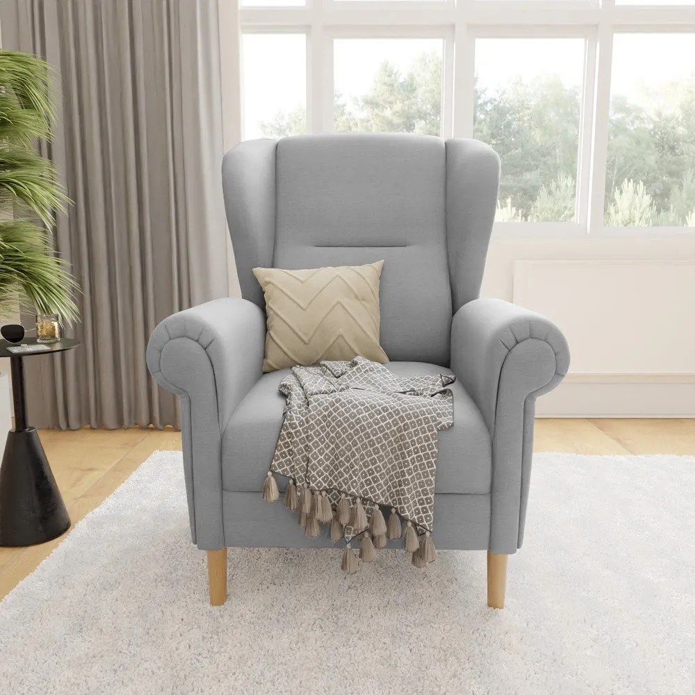 Svetlosivé kreslo ušiak Swan – Ropez