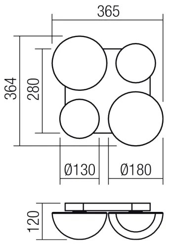 Redo 01-4332 - LED stropné svietidlo LUMIEN 4xLED/26W/230V 2700/3000K CRI90 zlaté