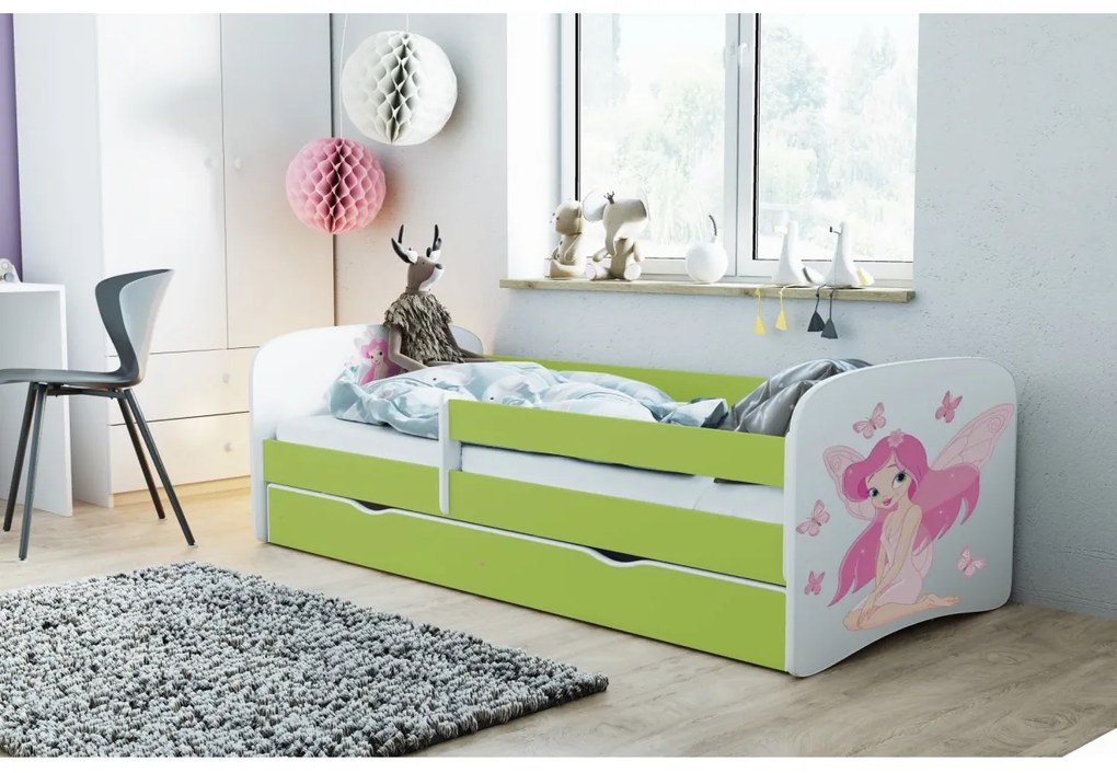 Detská posteľ Babydreams víla s motýlikmi zelená