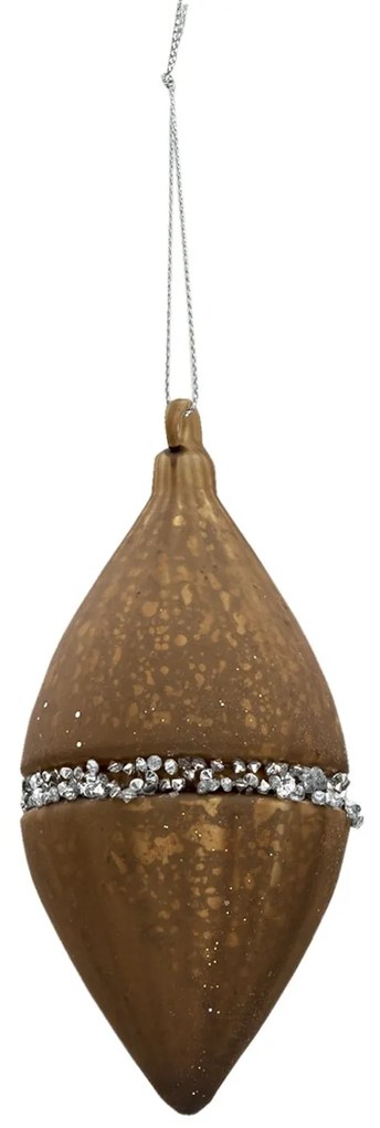 Hnedá vianočná ozdoba so strieborným zdobením (sada 4ks) - 7*7*14 cm