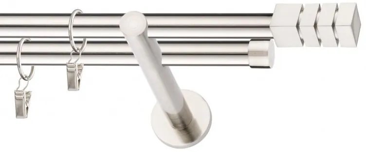 Dekorstudio Niklová dvojradová garniža NORDIC 19mm Dĺžka: 120cm, Typ uchytenia: Držiak dvojitý modern, Typ príslušenstva: Bez príslušenstva