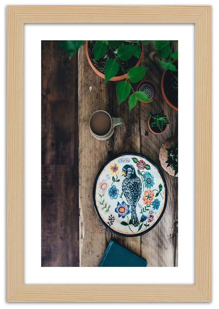 Gario Plagát Vyšívaný vták Farba rámu: Bez rámu, Rozmery: 30 x 45 cm