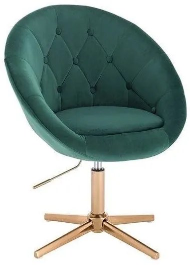 LuxuryForm DESIGN Kreslo VERA VELUR na zlatom kríži - zelené