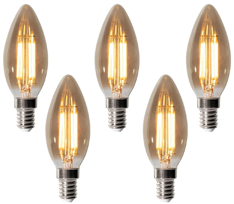 Sada 5 stmievateľných LED žiaroviek E14 B35 Smoke 4W 300 lm 2200K