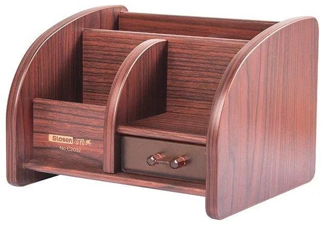 Stojan na perá so 3 priehradkami a 1 zásuvkou tmavé drevo