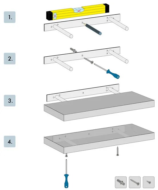 Autronic Nástenná polička P-005 BK (WAL) 80cm