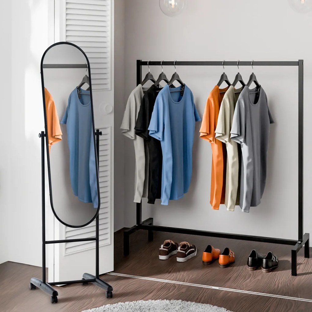 Stojace zrkadlo Nane Oval 317228 - 155x40x42 cm - Čierna