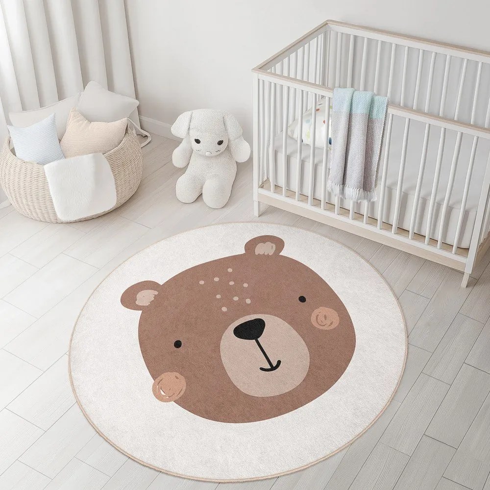 Hnedý/krémový prateľný detský koberec ø100 cm Teddy Bear – Mila Home