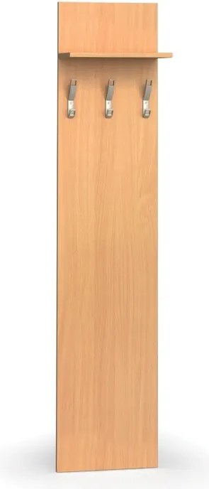 Vešiaková stena PRIMO WOOD, 3 háčiky, polica, roky zvisle, buk