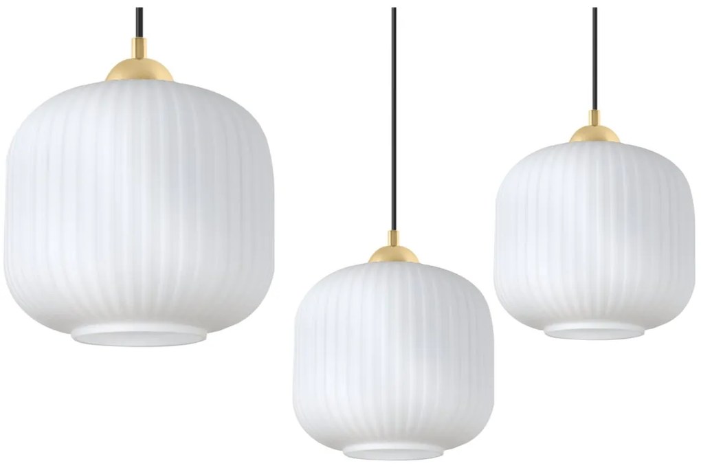 Závesné svietidlo Riffle Spider 2, 1x biele sklenené tienidlo, b/g