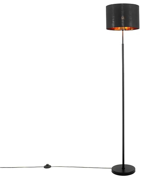 Moderná stojaca lampa čierna so zlatým okrúhlym - VT