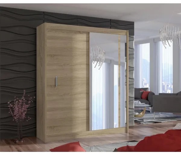 Šatní skriňa so zrkadlom SABRINA 180x215 cm dub sonoma