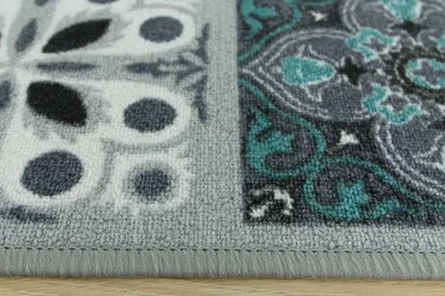 Protišmykový behúň Patchwork - tyrkys