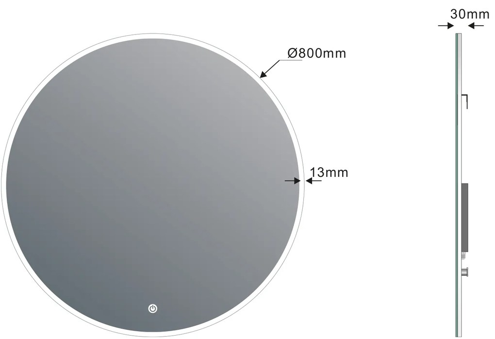 Sapho Sapho, VISO guľaté zrkadlo s LED osvetlením, ø 80cm, dotykový senzor, 2700-6500K, VS080S