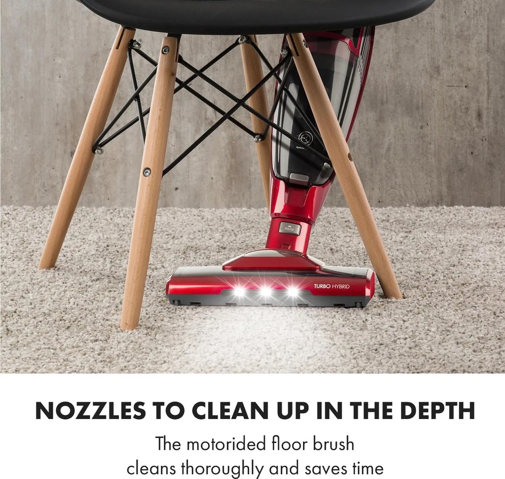 Klarstein TurboHybrid, vysávač, podlahový a ručný vysávač, metalický červený