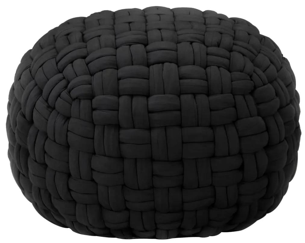 vidaXL Taburetka spletaný dizajn čierna 50x35 cm bavlna