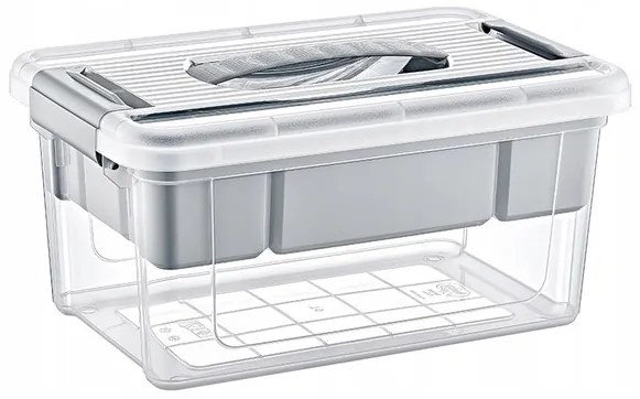 Organizér, úložný box 2v1, multifunkčný, biely STORMAX – 9 l, 35 x 23 x 17 cm