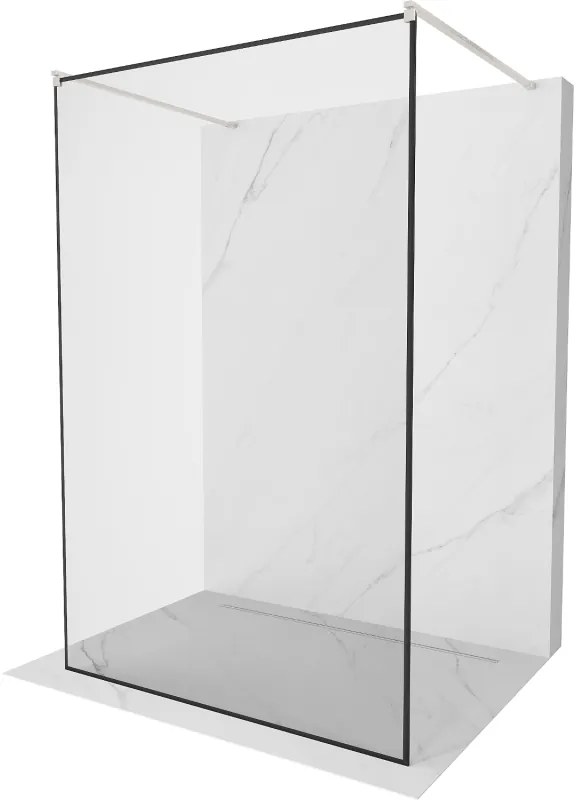 Mexen Kioto, sprchová zástena Walk-In 100 x 200 cm, 8mm sklo čierny vzor, brúsená oceľ profil, 800-100-002-97-70