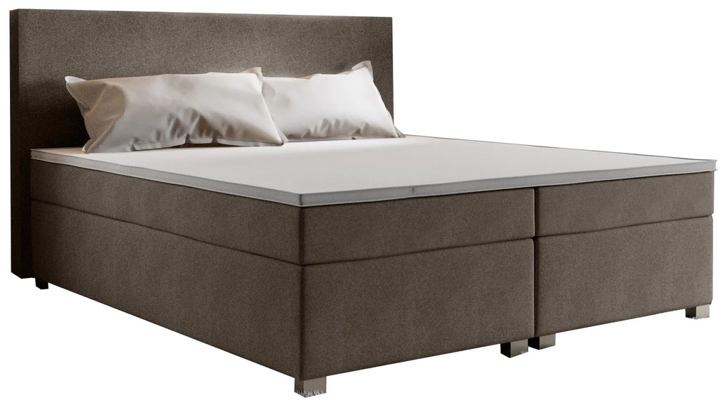 Manželská posteľ Boxspring 160 cm Simon (hnedá) (s matracom, bez úložného priestoru). Vlastná spoľahlivá doprava až k Vám domov. 1047331