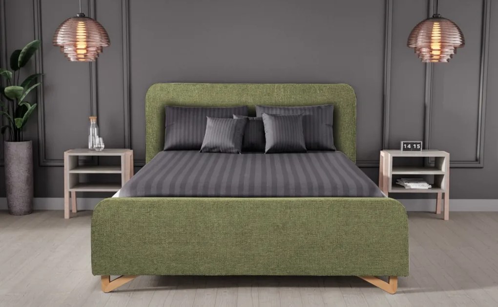Posteľ Flamingo 180x200 cm, olivovo zelená štruktúrovaná tkanina