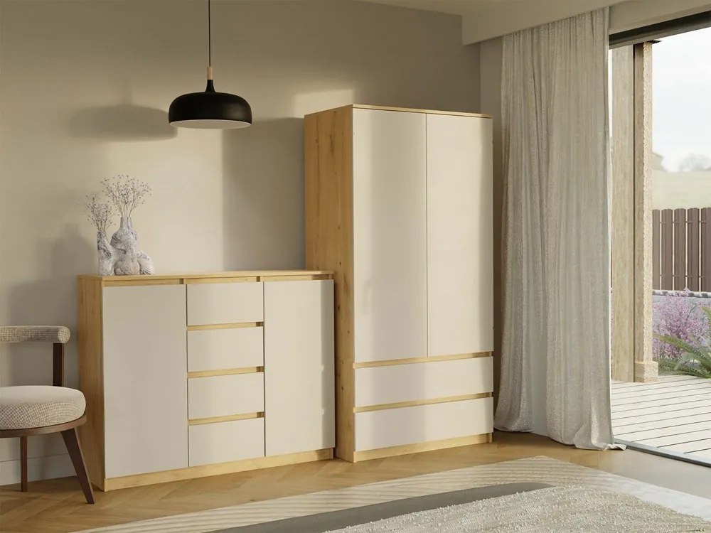 Komoda Musecalo 8 (dub artisan + kašmír). Akcia -20%. Vlastná spoľahlivá doprava až k Vám domov. 1132843