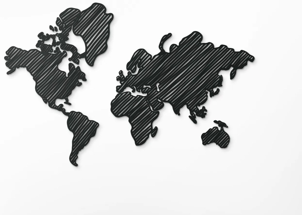 drevko Moderná dekorácia mapa sveta na stenu Rozmer obrazu: 42,5 x 65 cm, Farba dekorácie: Čierna
