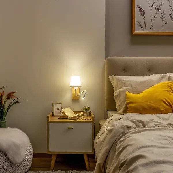 Brilagi - LED Nástenná lampa NUBILA WOOD 1xE27/25W/230V + LED/3W dub/biela