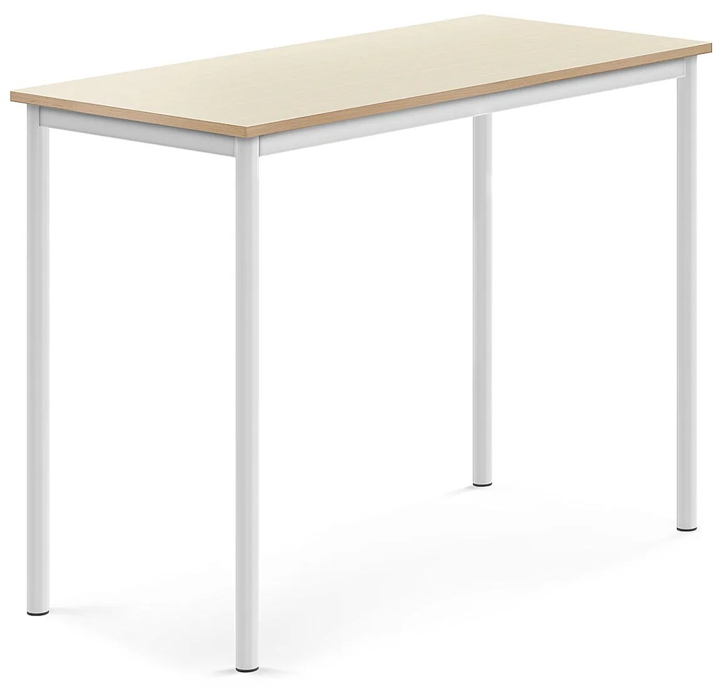 Stôl BORÅS, 1200x600x900 mm, laminát - breza, biela