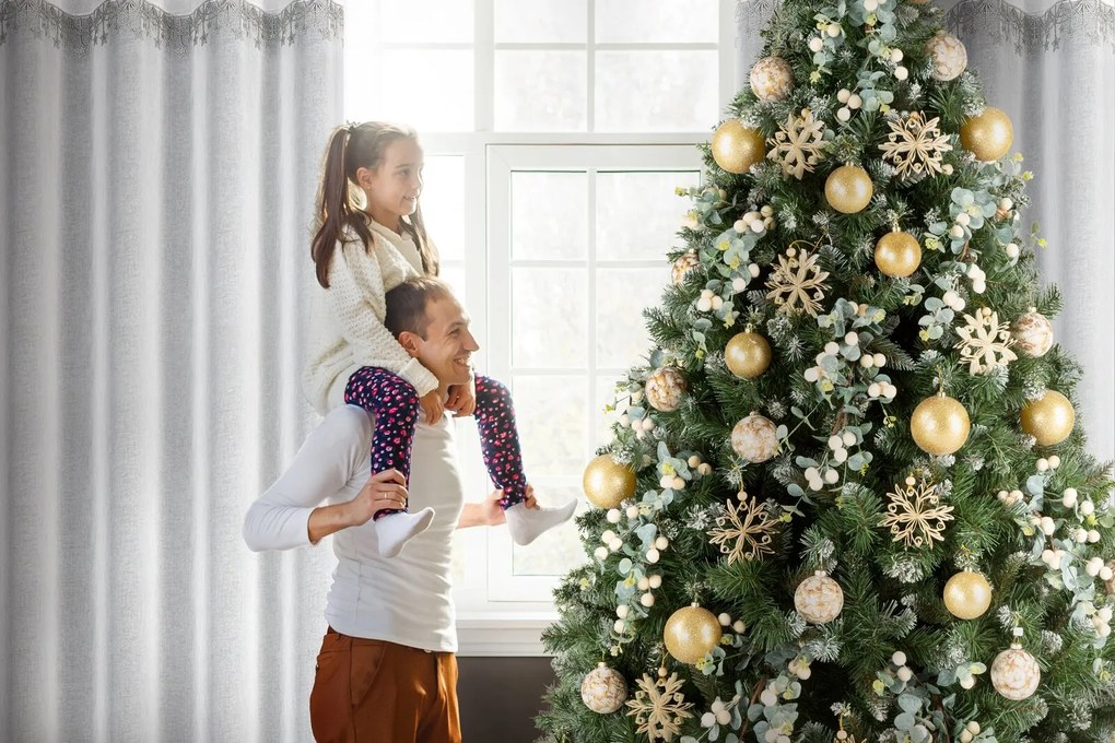 EUROFIRANY VIANOČNÁ ZÁCLONA NA KRÚŽKOCH XMAS 140X250 CM HVIEZDY