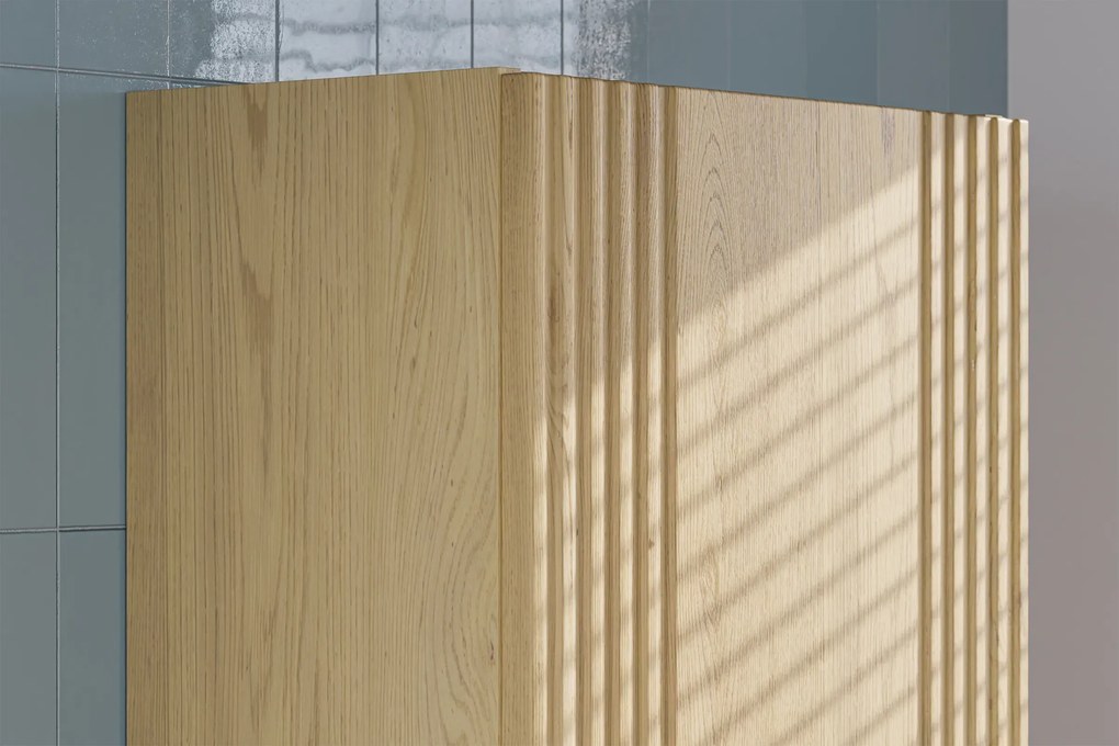 Kúpeľňová zostava Ovalia Pure so zápustným umývadlom a skrinkami 120 cm dub cremona