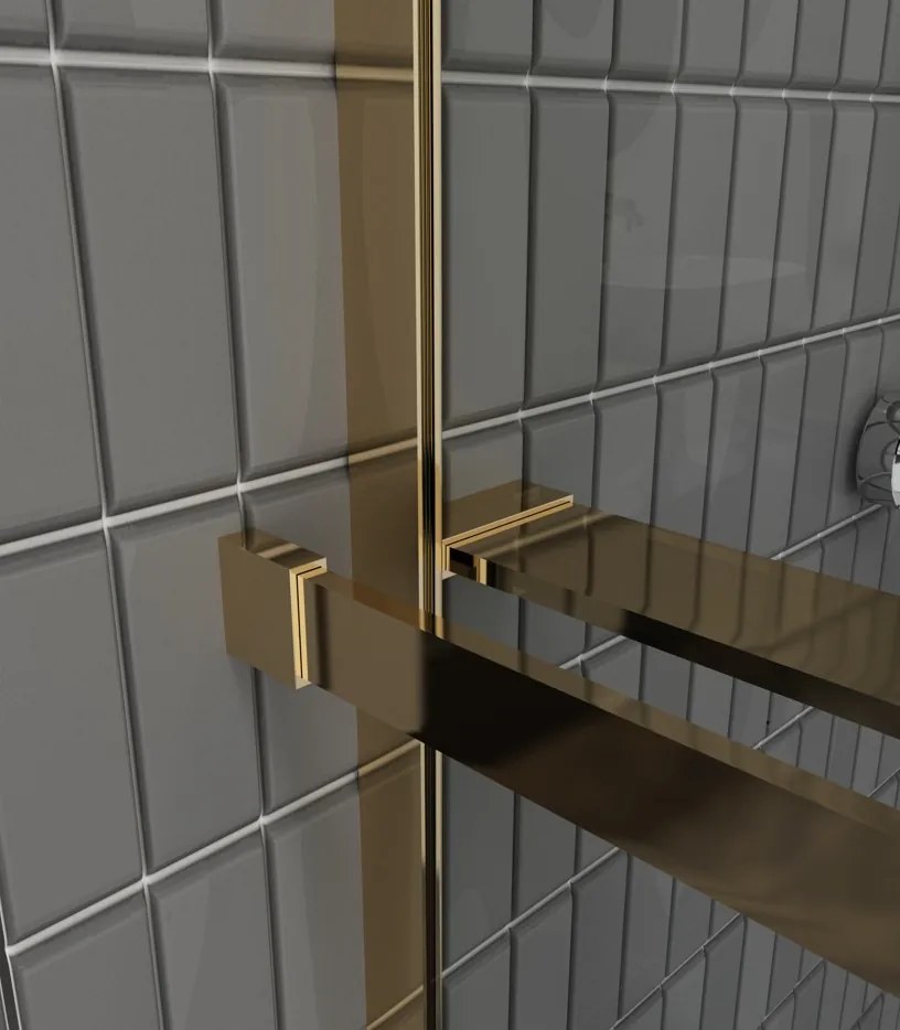 Erga Paris, sprchová zástena Walk-In 50x200 cm, 8mm šedé sklo, zlatý lesklý profil, ERG-V02-PARIS-050x200-GR-GD