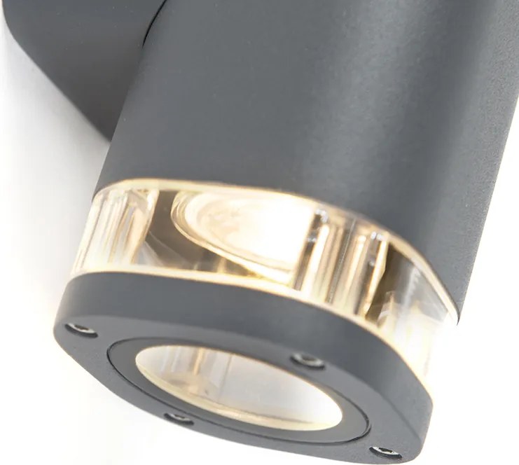 Moderná vonkajšia nástenná lampa štvorcová 2-svetlo tmavosivá - Fox