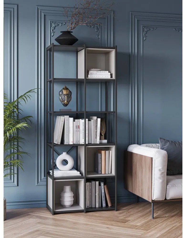 Čierno-krémová knižnica 71x179 cm Anya – Marckeric