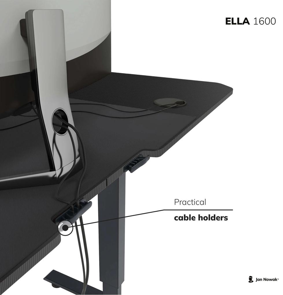Veľký výškovo nastaviteľný elektrický stôl ELLA, 1400 x 720 x 750 mm, čierny