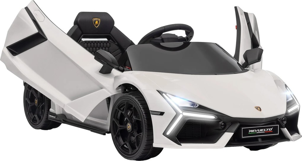 AIYAPLAY Elektrické Auto pre Deti 3-5 Rokov 12V Licencované Lamborghini Revuelto 3-5km/h Elektrické Detské Auto s Motýlkovými Dverami, 2 Motormi, Zave