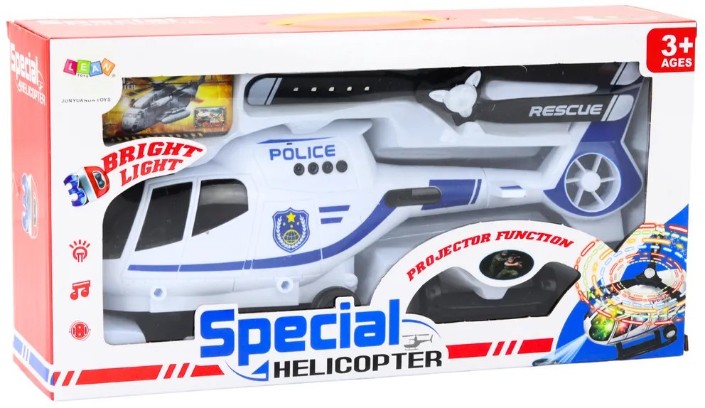 LEAN TOYS Policajný vrtuľník na batérie – svetelné a zvukové efekty