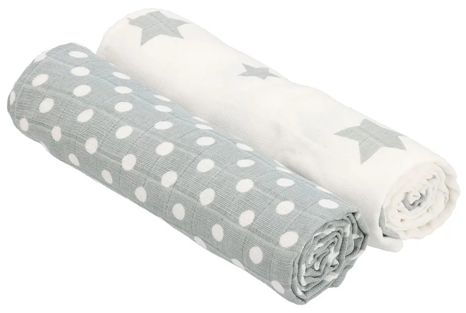 Látková tetra osuška New baby Softy 90 x 110 cm sivo-biela 2 ks