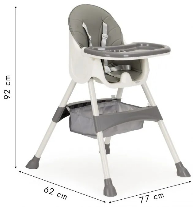 Sivá jedálenska stolička pre deti HC-823-GRAY