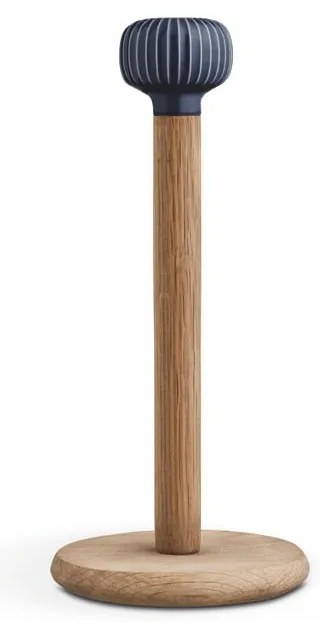 Stojan na papierové utierky z dubového dreva s tmavomodrým detailom z porcelánu Kähler Design Hammershoi