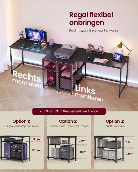 Rohový pracovný stôl LWD136BE01