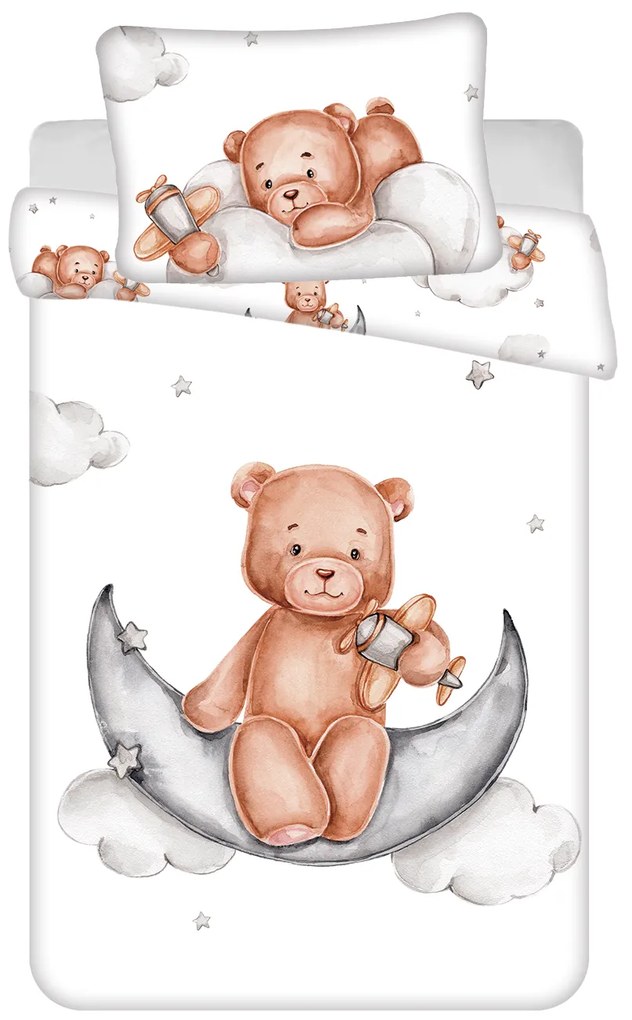 Jerry Fabrics Obliečky do postieľky 100x135 + 40x60 cm - Medvedík "Plane"
