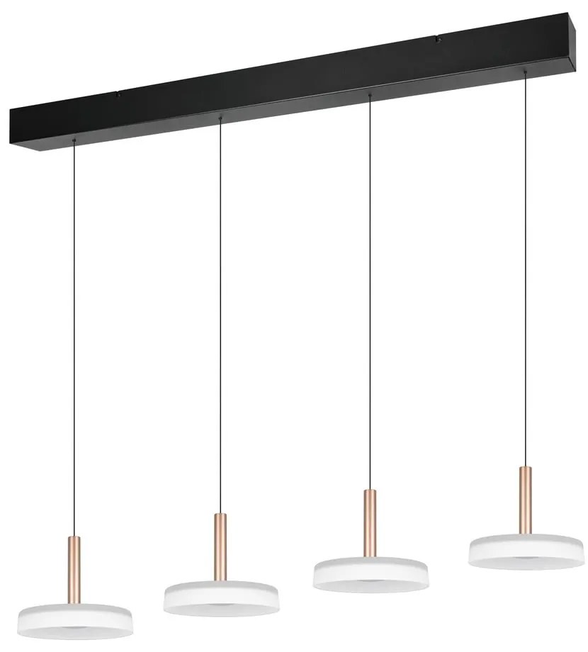 LED stmievateľné závesné svietidlo v čierno-bielo-zlatej farbe so skleneným tienidlom Celeste – Trio