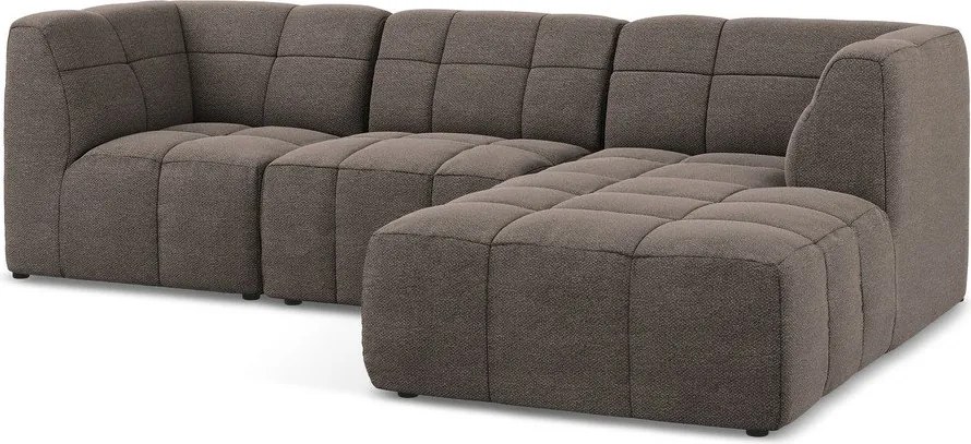 Hnedá rohová pohovka z textílie buklé (pravý roh/s leňoškou) Aloha – Makamii