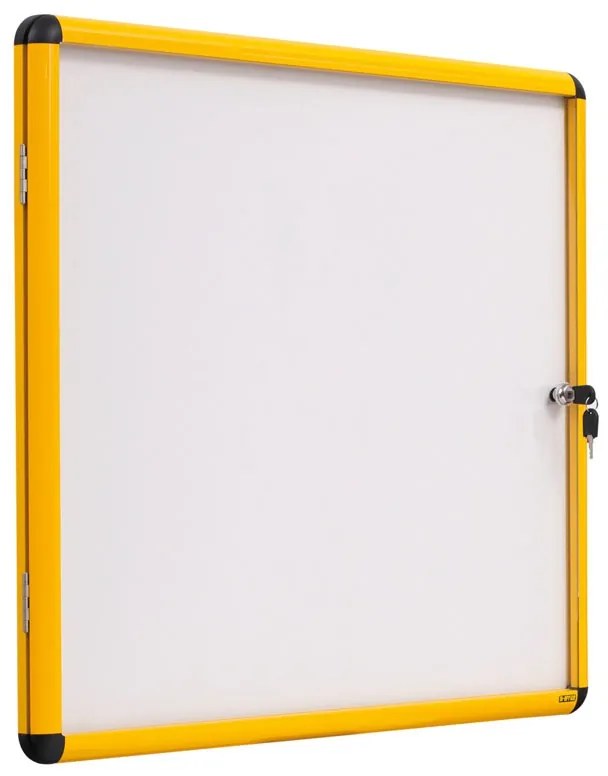 Bi-Office Vnútorná vitrína s bielym magnetickým povrchom, žltý rám, 500 x 674 mm (4xA4)