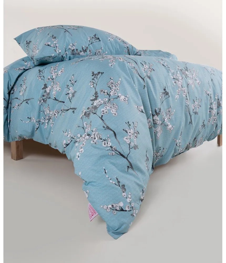 Modré obliečky na dvojlôžko/predĺžené z bavlny Renforcé 240x220 cm Blue Floral – Mila Home Luxury