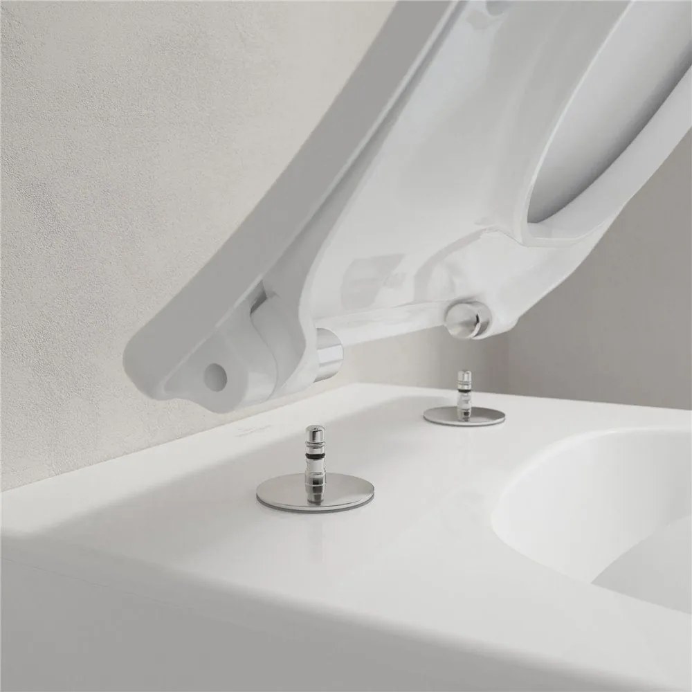 VILLEROY &amp; BOCH Venticello závesné WC s hlbokým splachovaním bez vnútorného okraja, 375 x 560 mm, biela alpská, s povrchom CeramicPlus, 4611R0R1