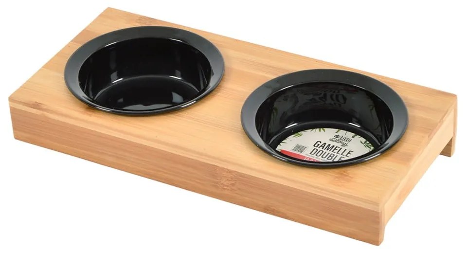 Bambusová súprava misiek s podstavcom pre psa ø 12 cm – Love Story