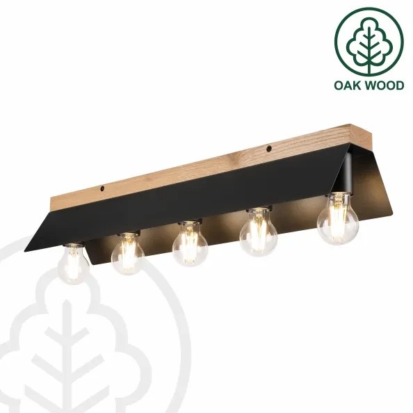 Stropné svietidlo ESME 5xE27/15W/230V čierna/dub