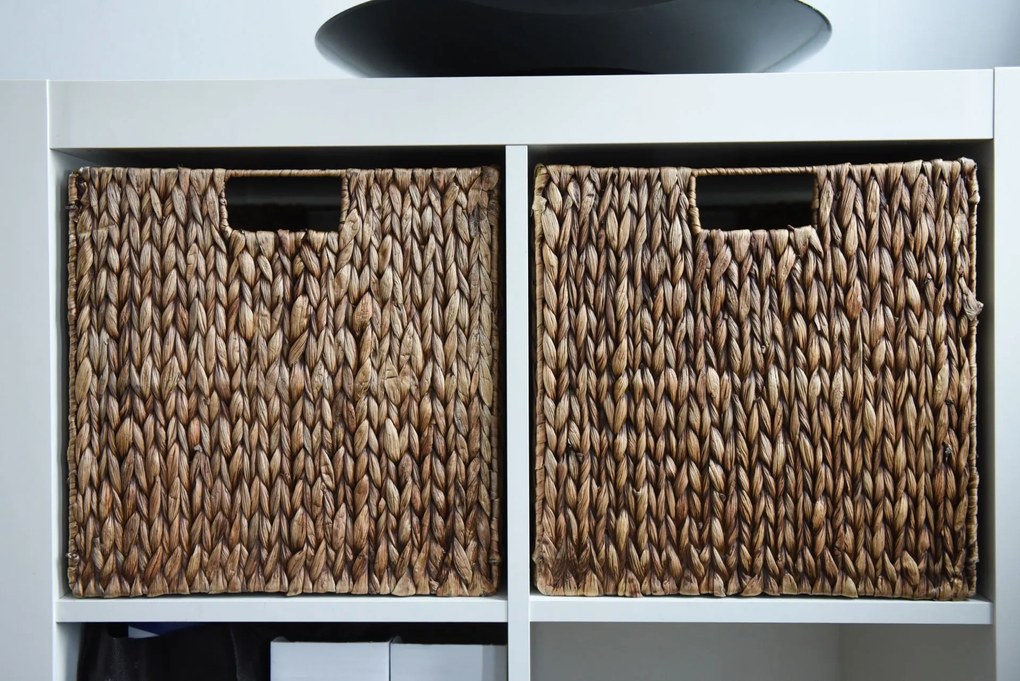 Sada policových boxov NEW ASIA, 2-set, vodný hyacint, 32x32x32 cm, hnedá