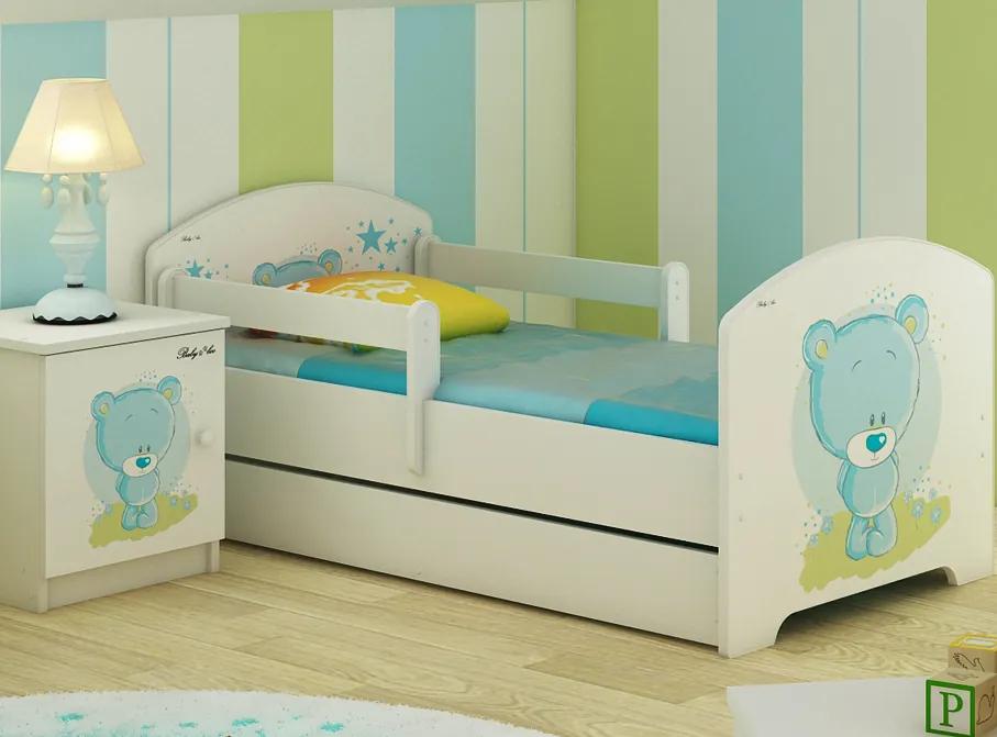 MAXMAX Detská posteľ MODRÝ MACKO 140x70 cm + matrac ZADARMO!
